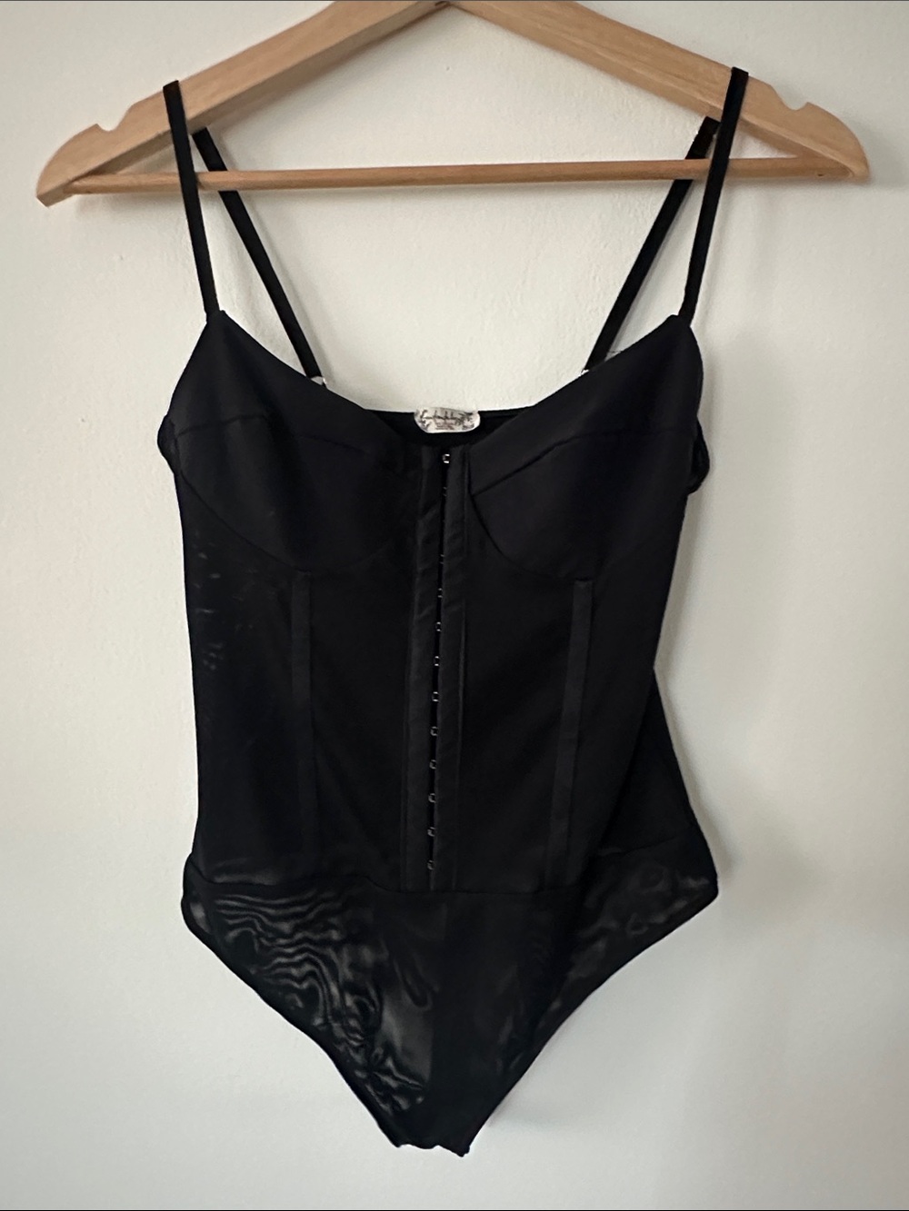 Classic Black Bodysuit with Front Hook Closure Intimately by Free People Size S